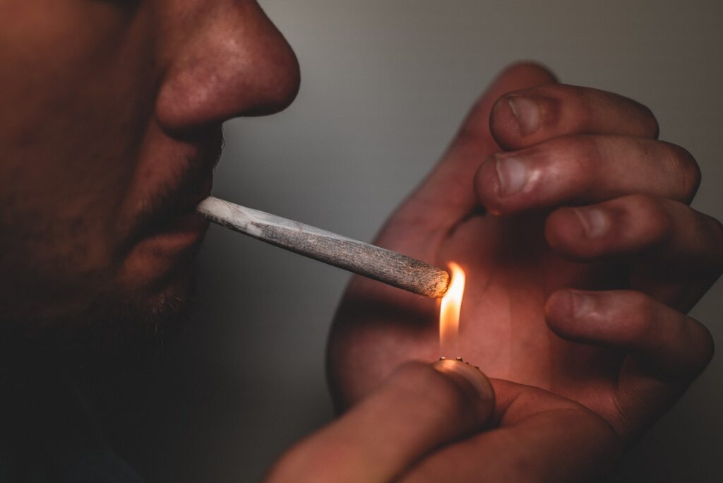 drug user smoking joint