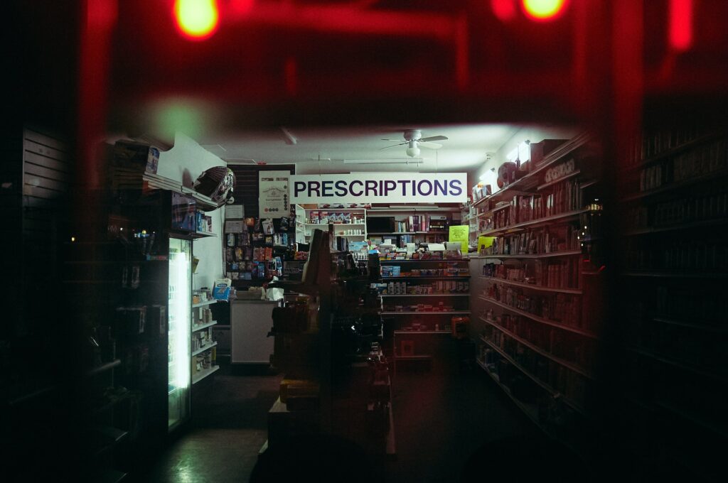 pharmacy with prescriptions sign